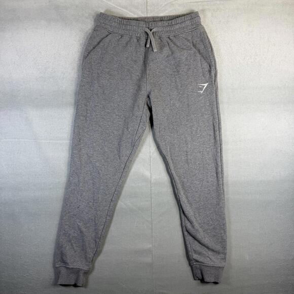 Gymshark Jogger Sweatpants Mens Small Gray Fleece Embroidered Logo Pockets - Picture 1 of 6
